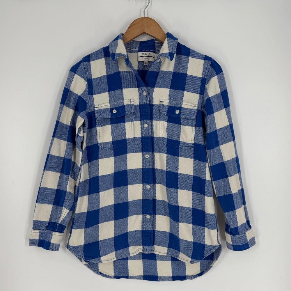 Madewell • Blue and White Plaid Button Down Shirt • Small